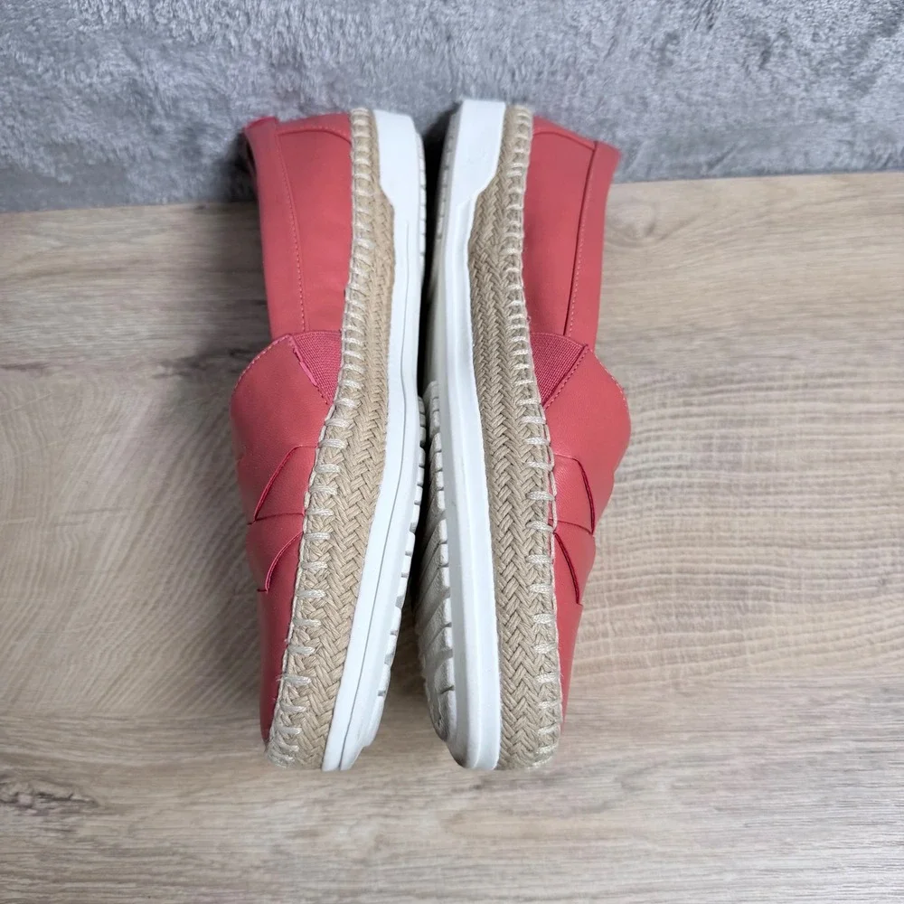 Anne Klein Zasha Loafer Size 7.5M Coral Pink Espadrille iFlex Woven Slip On Flat